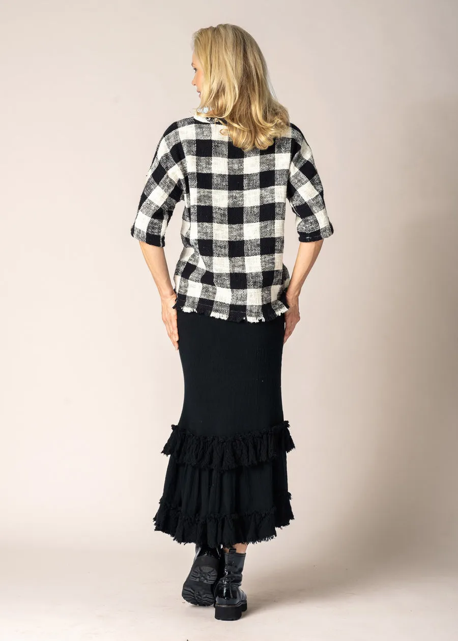 Daelia Cotton Top In Black/White Check - Imagine Fashion