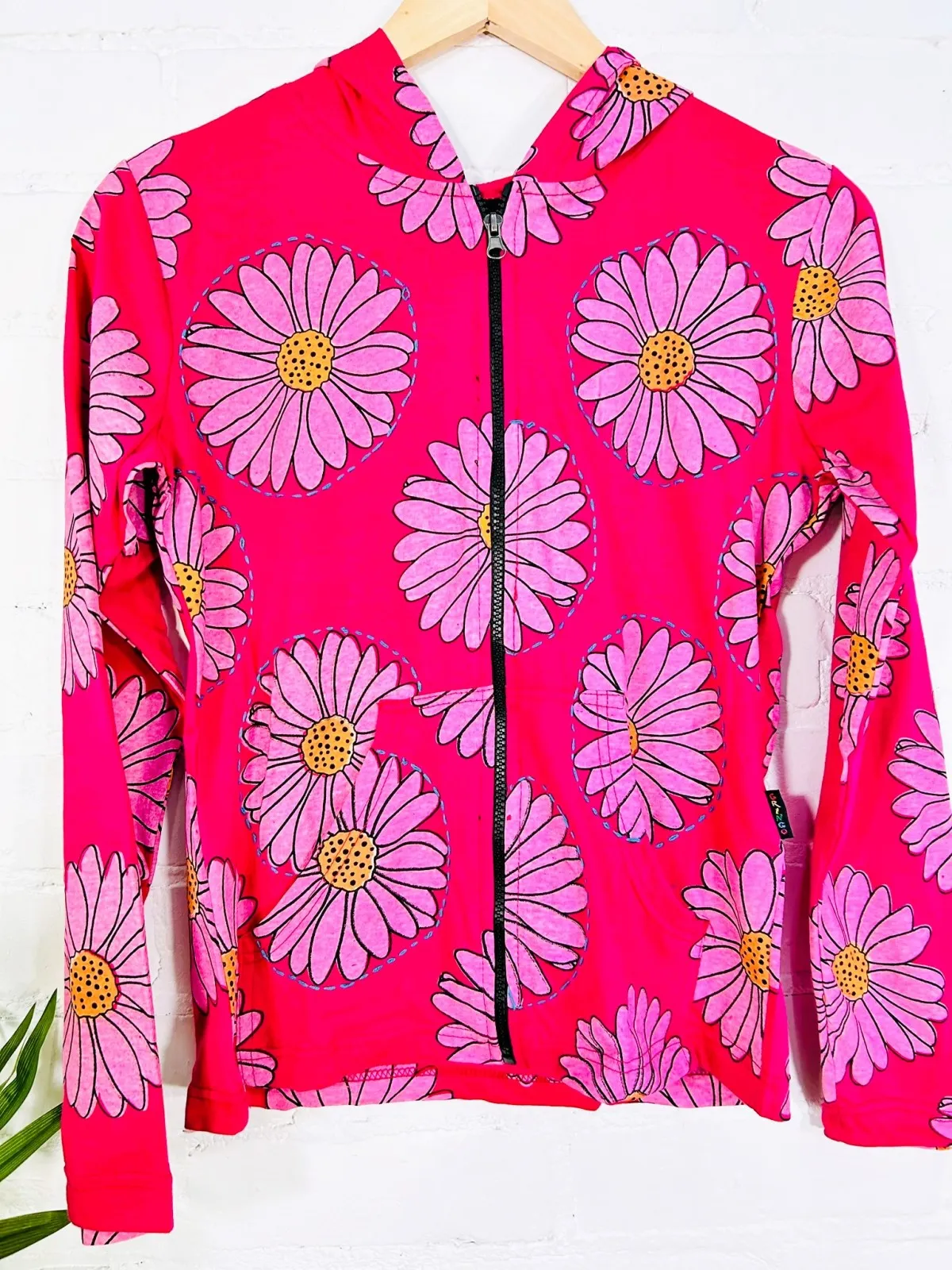 Daisy Print Zip Hoodie