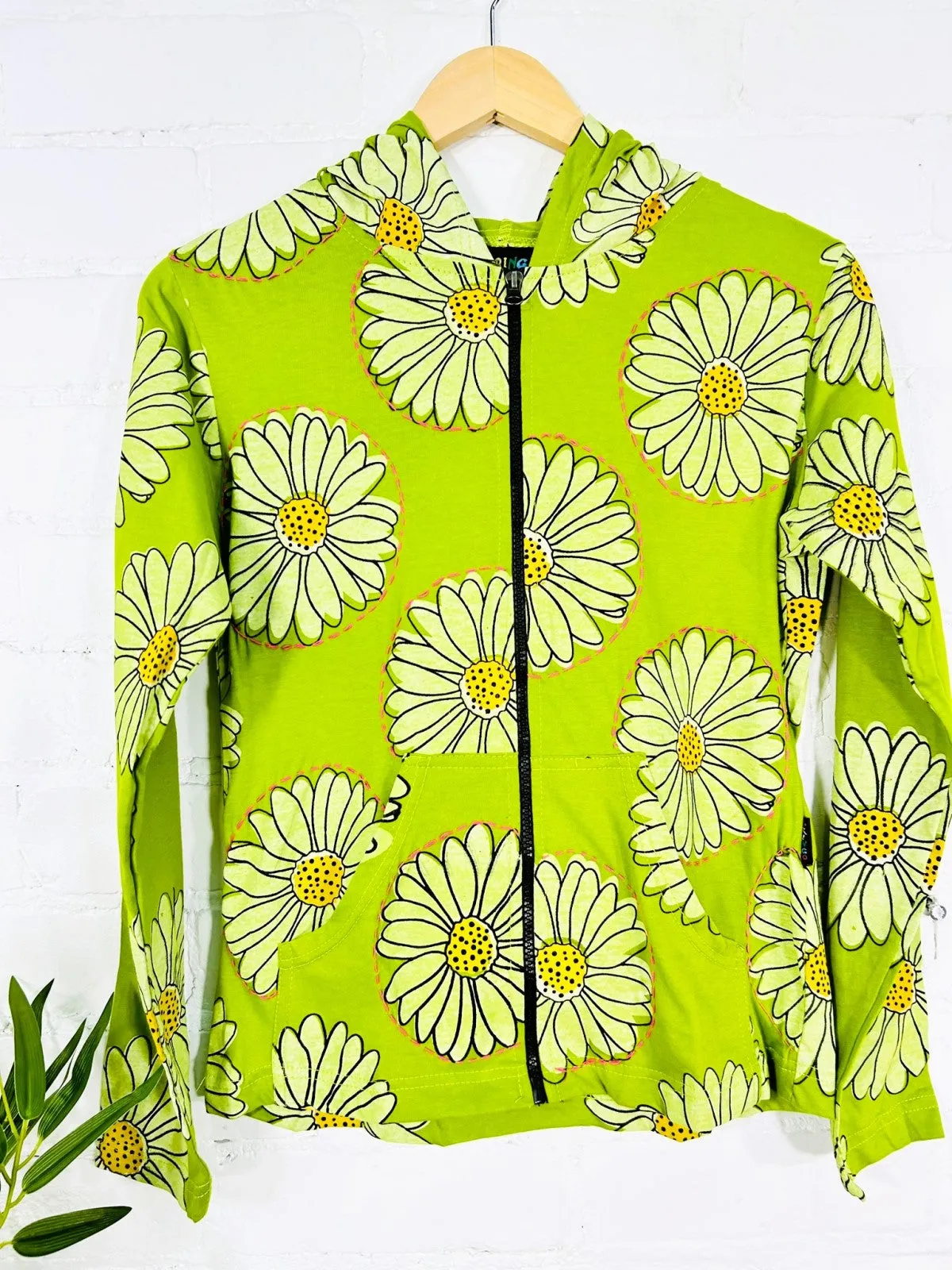 Daisy Print Zip Hoodie