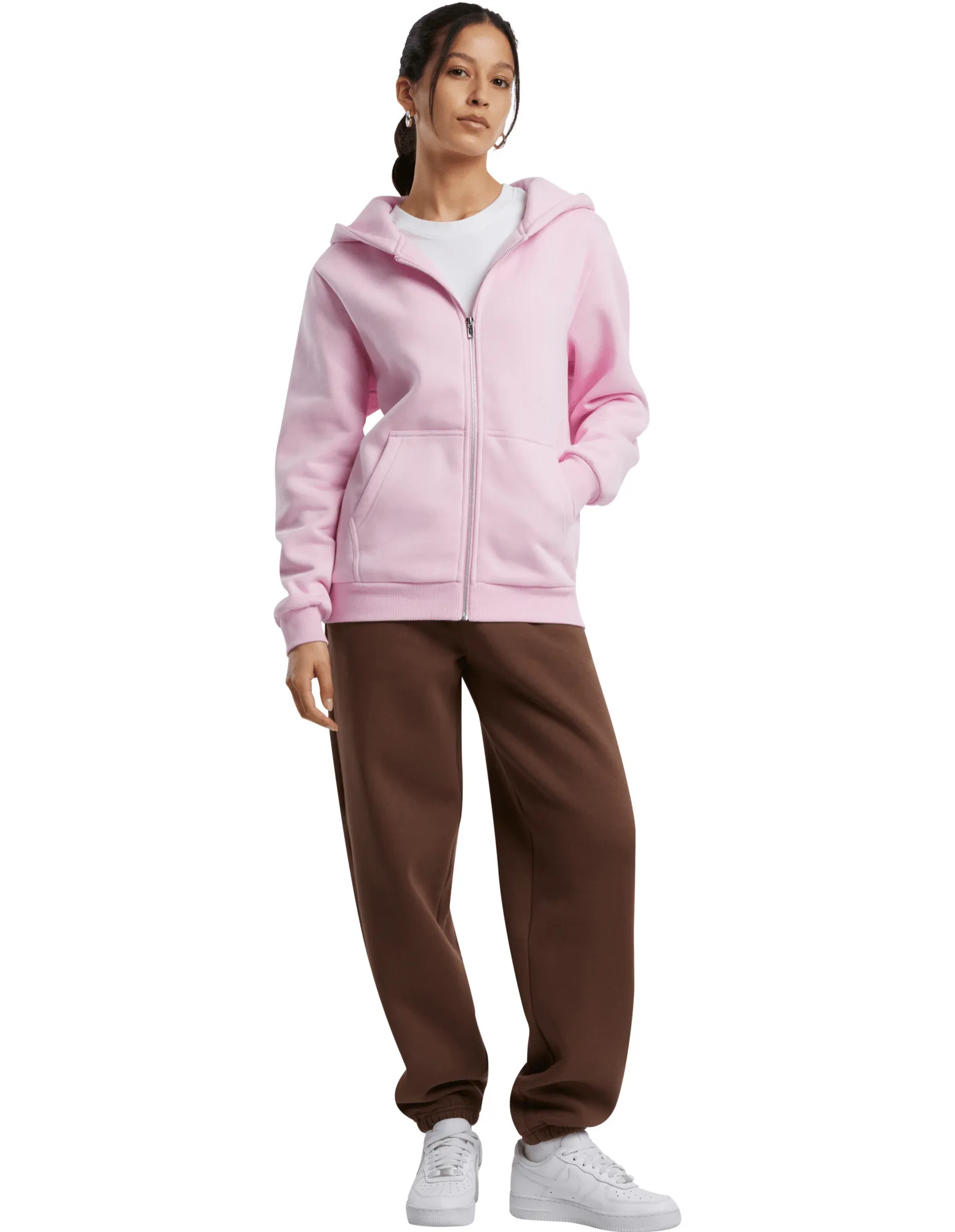 Damen Fluffy Zip Kapuzenpullover Jacke mit Ihrem Logo