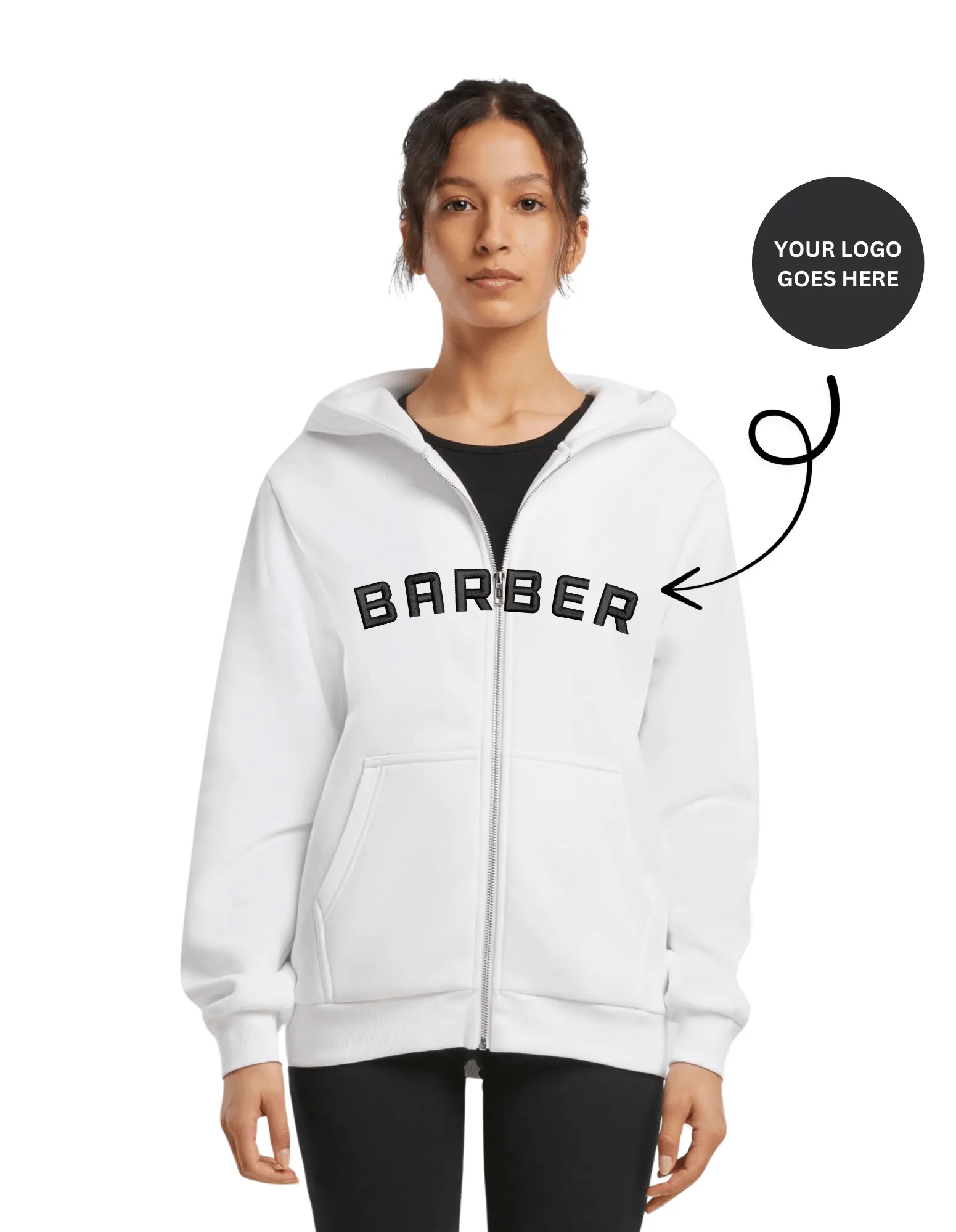 Damen Fluffy Zip Kapuzenpullover Jacke mit Ihrem Logo