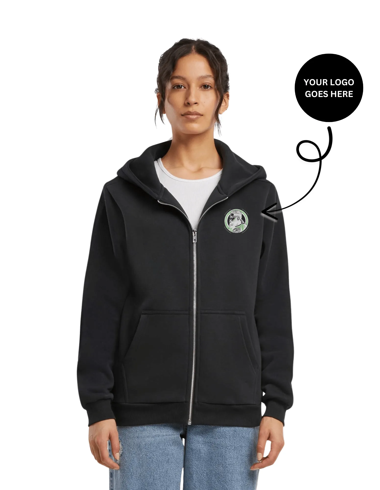 Damen Fluffy Zip Kapuzenpullover Jacke mit Ihrem Logo