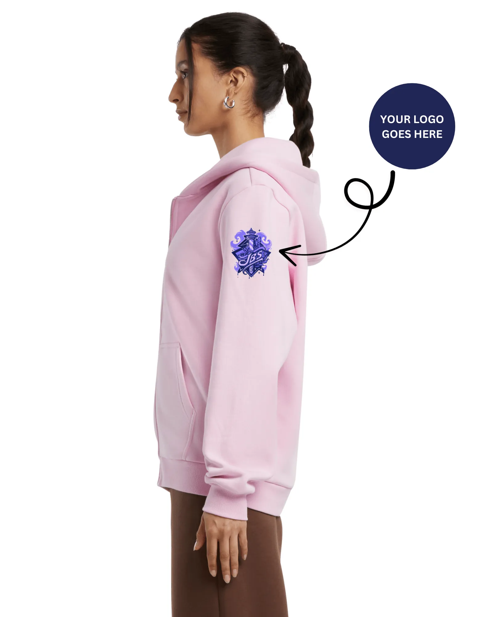 Damen Fluffy Zip Kapuzenpullover Jacke mit Ihrem Logo