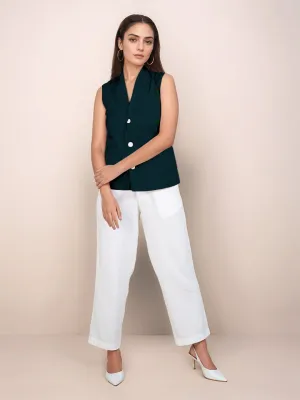 Dark Green Solid Sleeveless Top