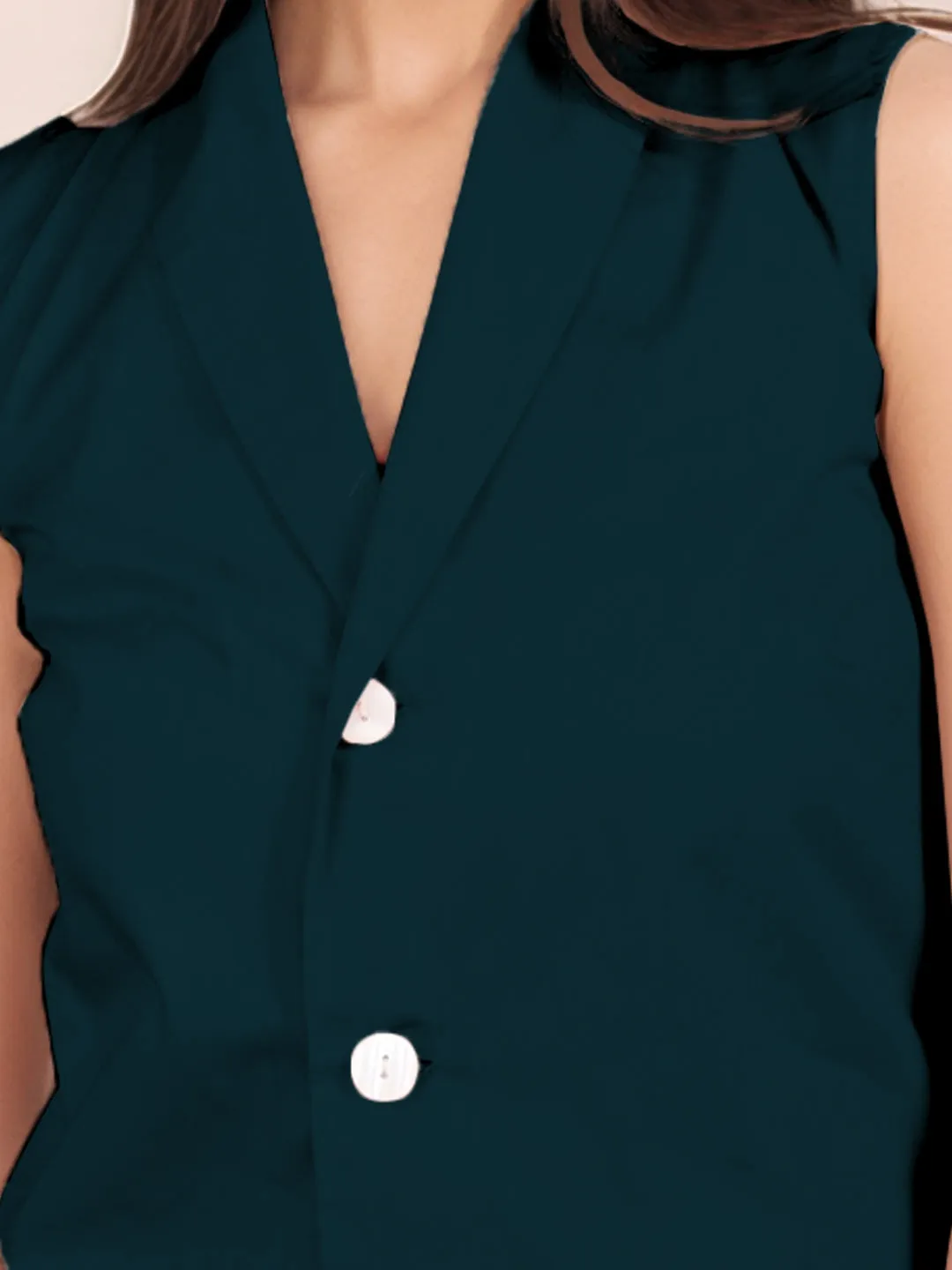 Dark Green Solid Sleeveless Top