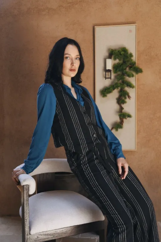 Darlene Pants - Pinstripe Linen