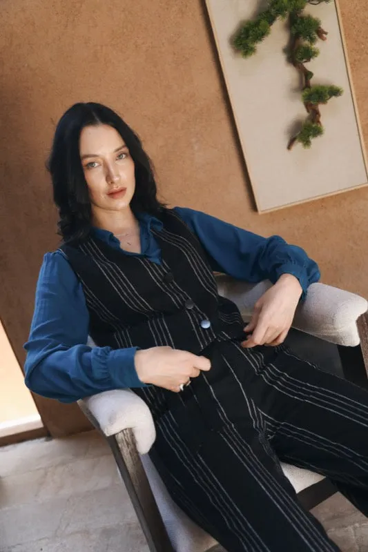 Darlene Pants - Pinstripe Linen