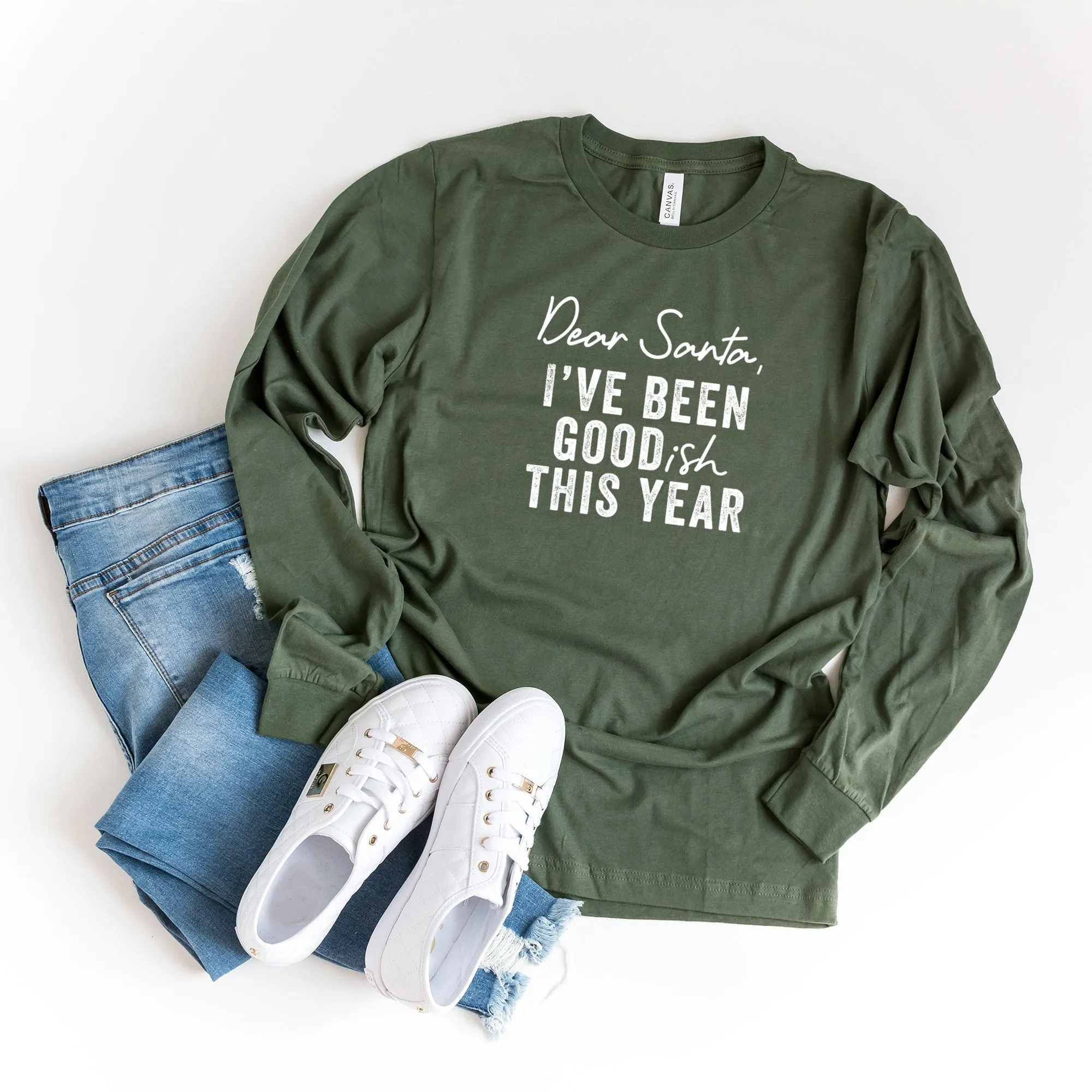 Dear Santa I've Been Goodish This Year | Long Sleeve Crew Neck