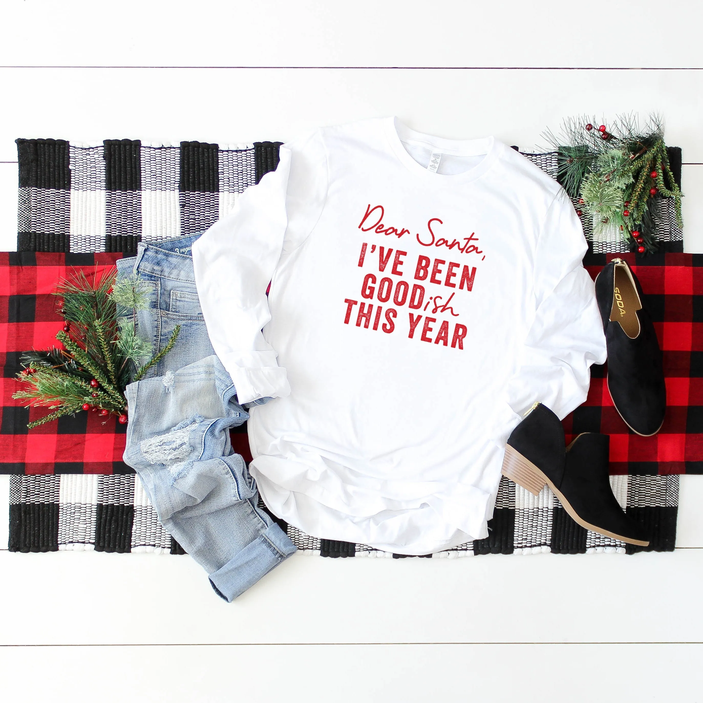 Dear Santa I've Been Goodish This Year | Long Sleeve Crew Neck