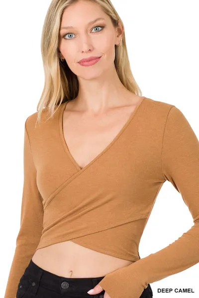 Deep Camel Crop wrap tiop