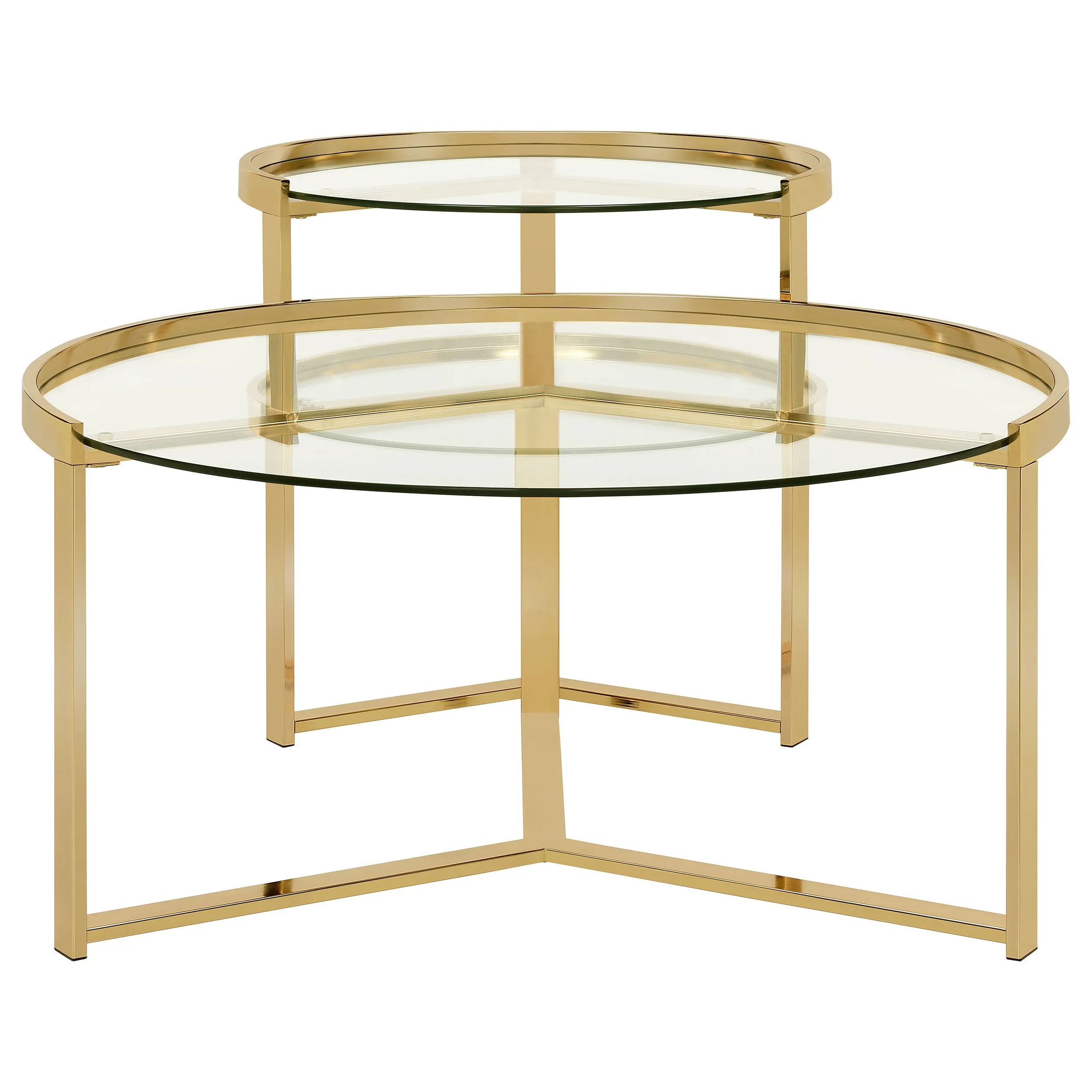 Delia 2-Piece Round Glass Top Nesting Coffee Table Gold