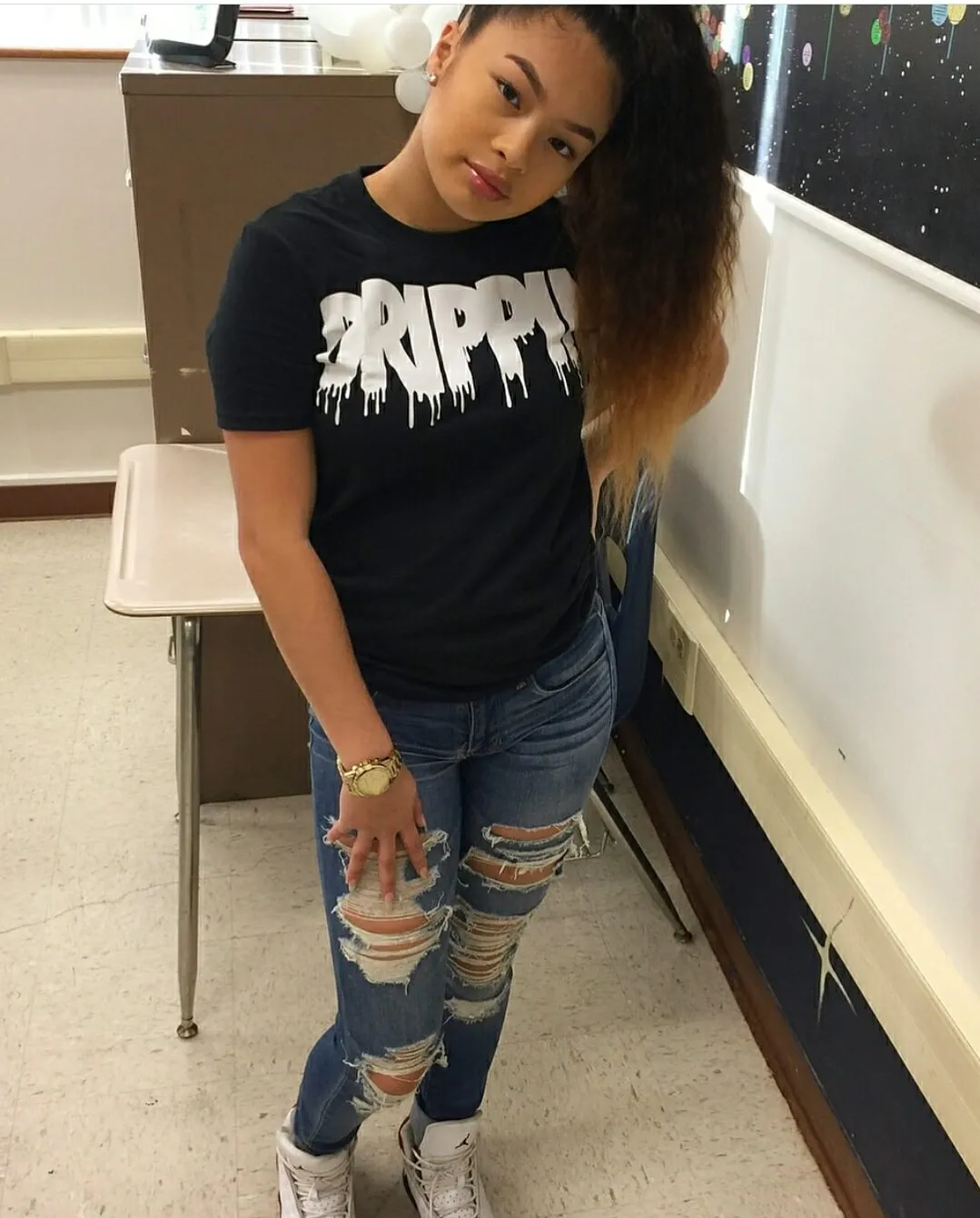 Drippin White | Black Tee