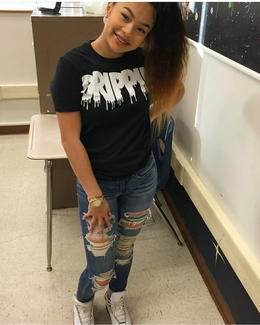 Drippin White | Black Tee