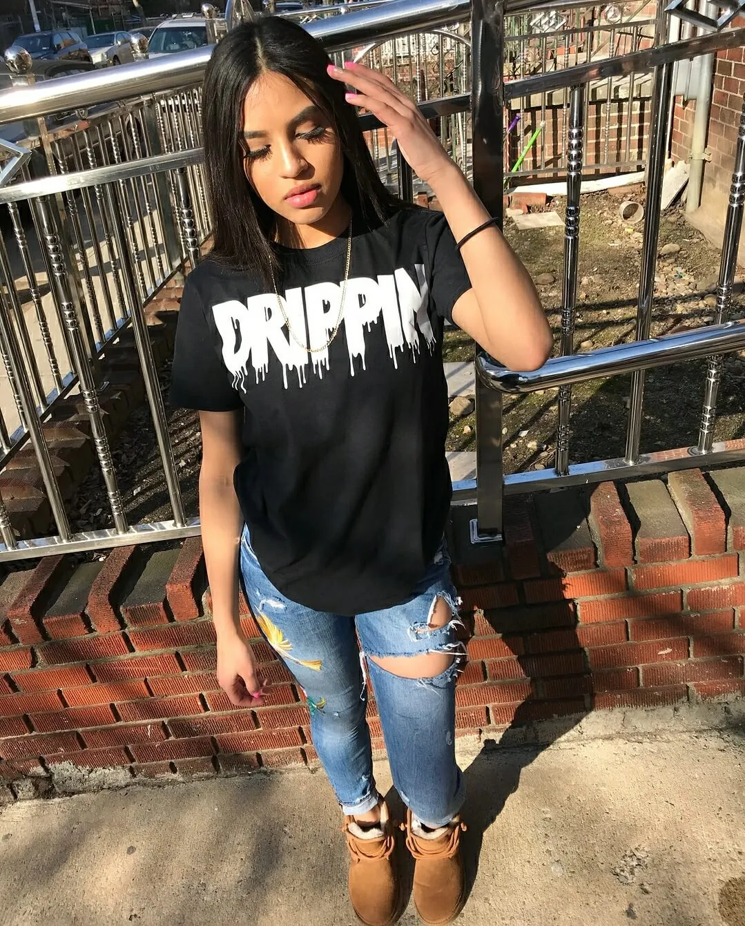 Drippin White | Black Tee