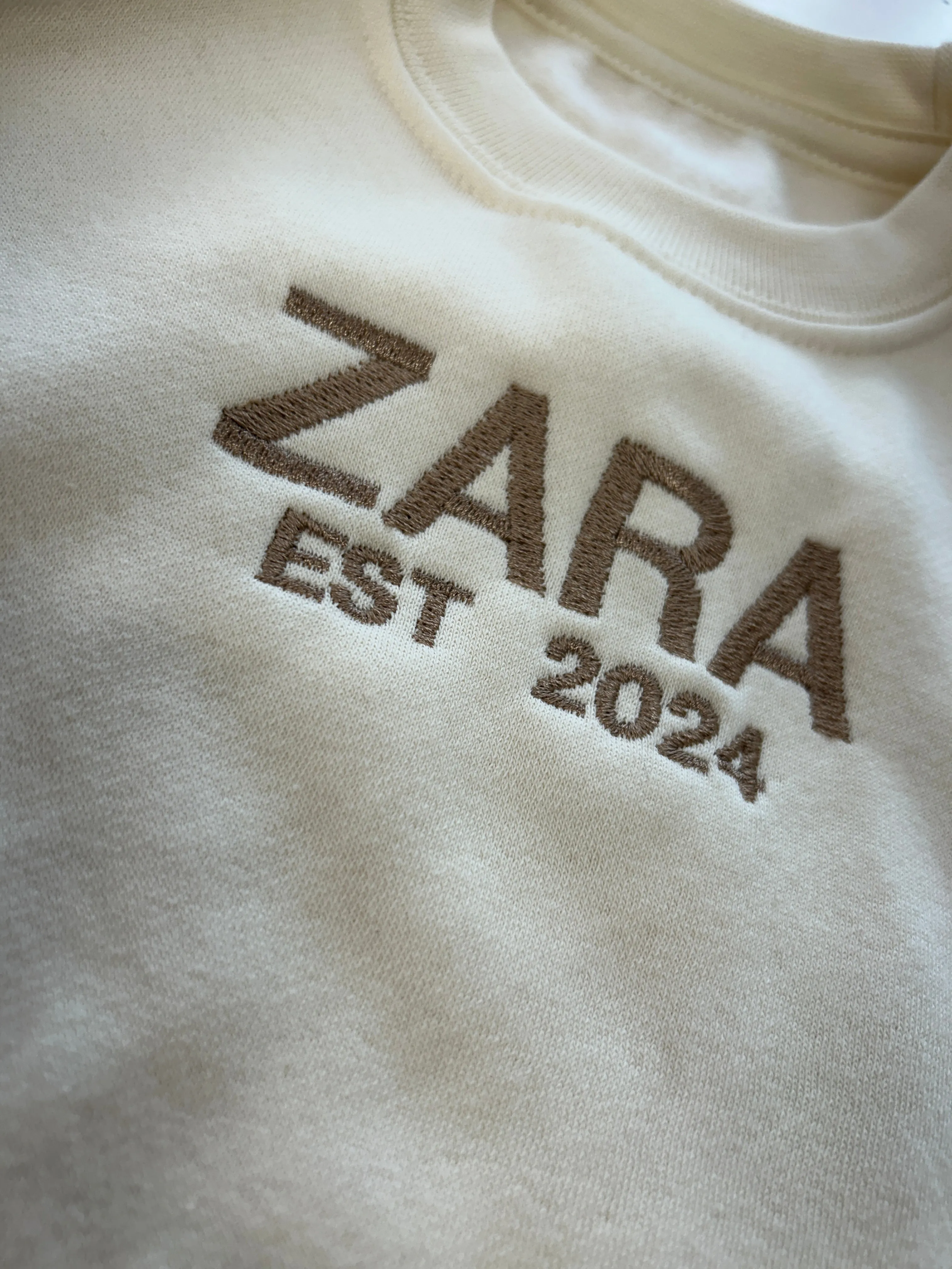 Established in... embroidered Kids personalised sweater