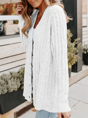 Fashion Button Up Long Sleeve Sweaters for Women