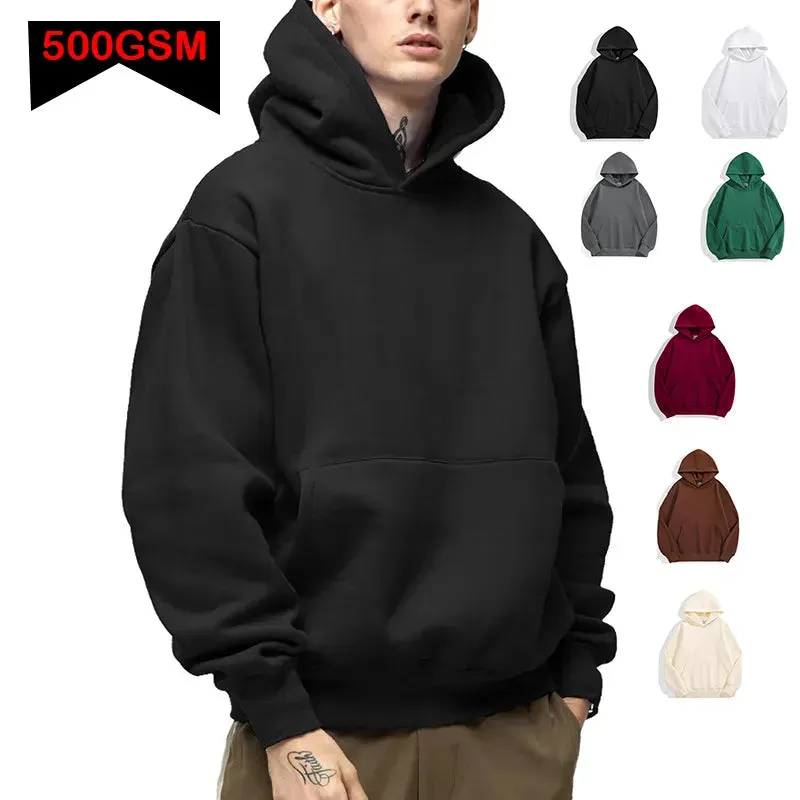 Fashionable Heavyweight Men's Hoodie - Casual Thick Cotton Sweatshirt
