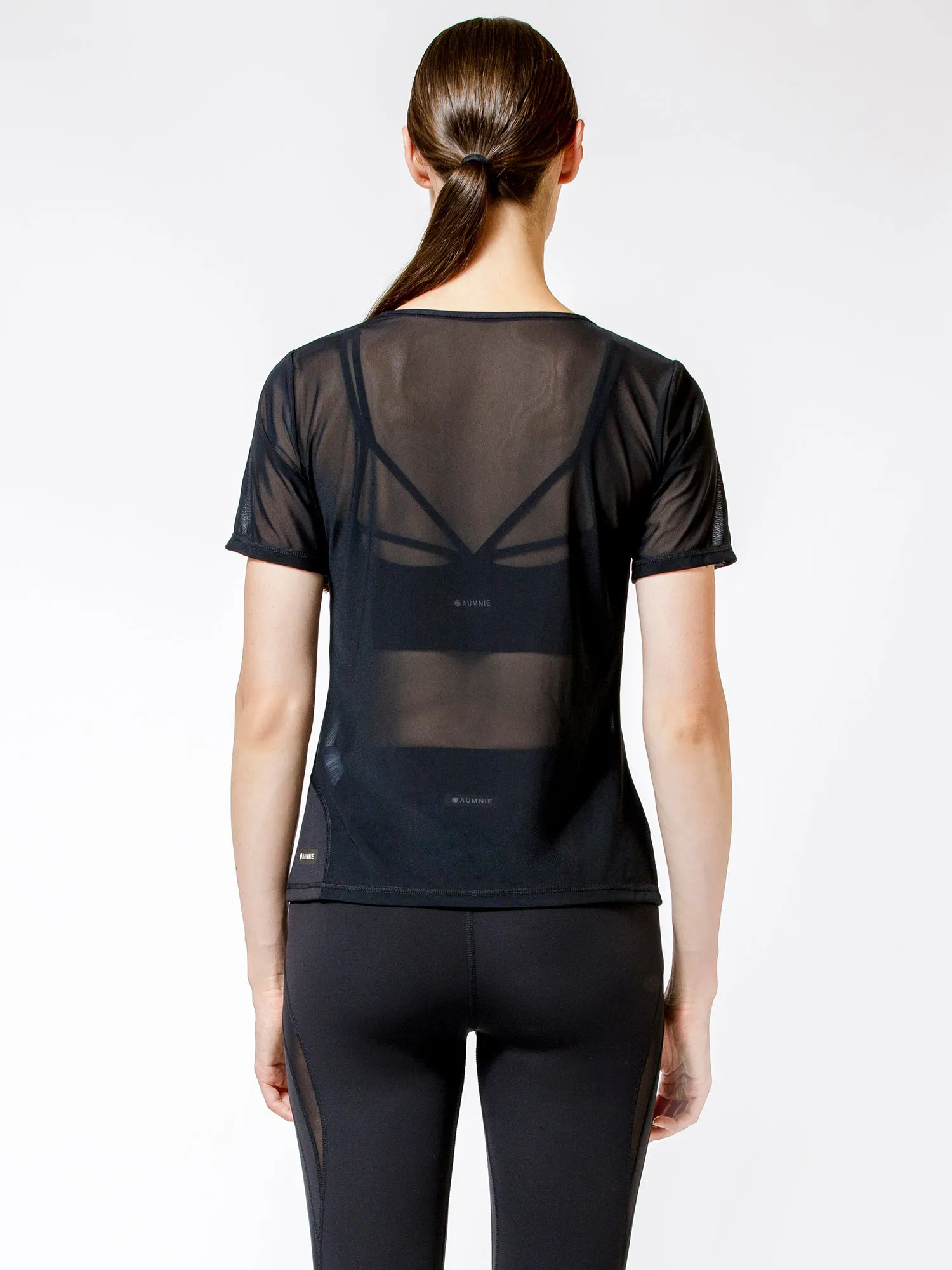 FITTED MESH TEE, BLACK MESH