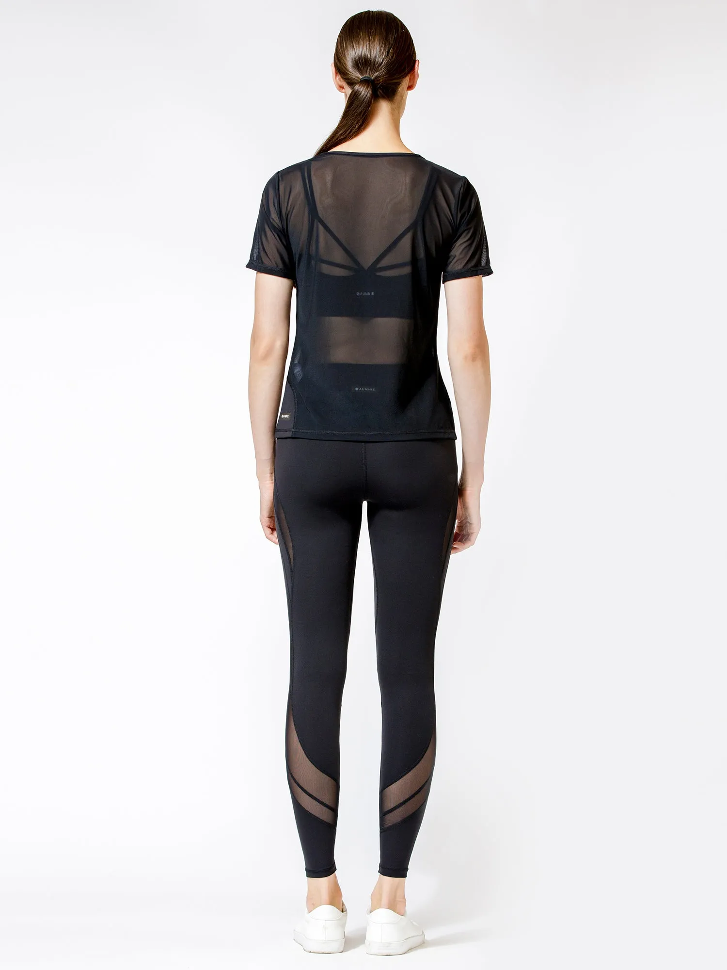 FITTED MESH TEE, BLACK MESH