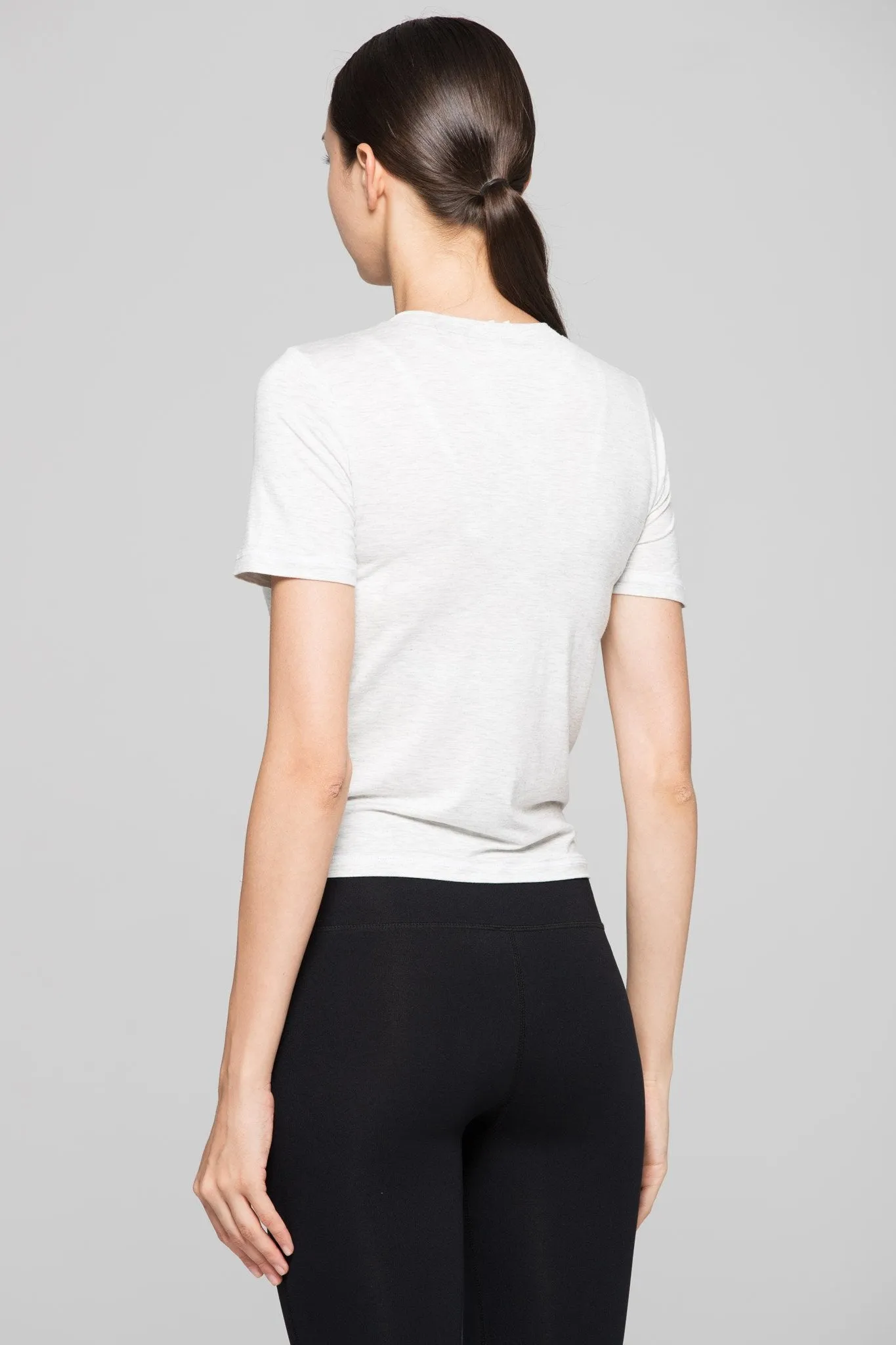 FITTED TEE WITH FRONT AND BACK TIE, LIGHT HEATHER GREY
