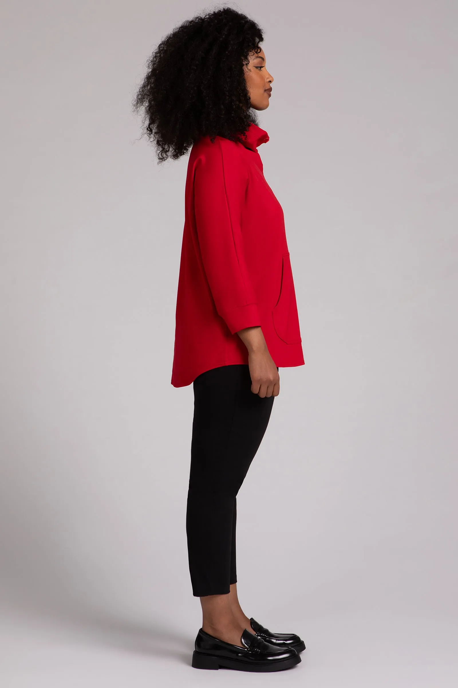 Fleece Back Jersey Funnel Neck Pullover with Kangaroo Pocket