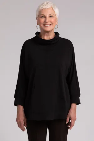 Fleece Back Jersey Funnel Neck Pullover with Kangaroo Pocket