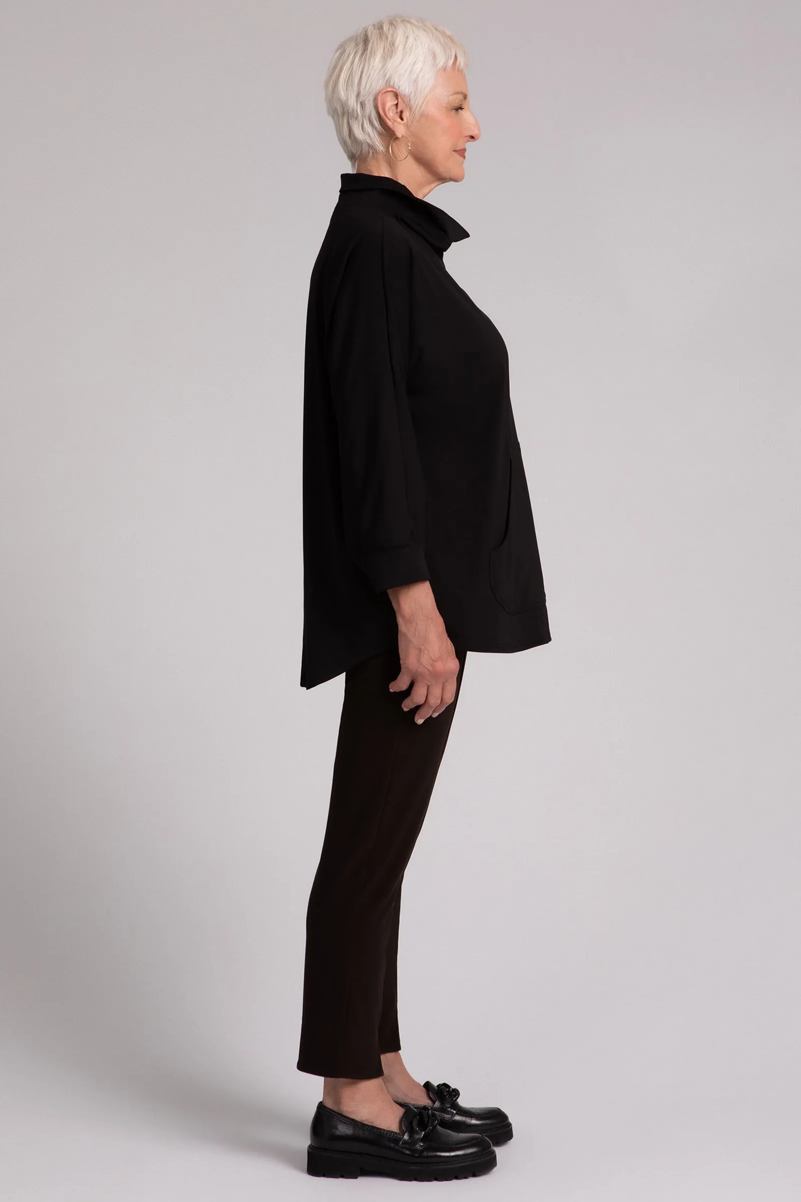 Fleece Back Jersey Funnel Neck Pullover with Kangaroo Pocket