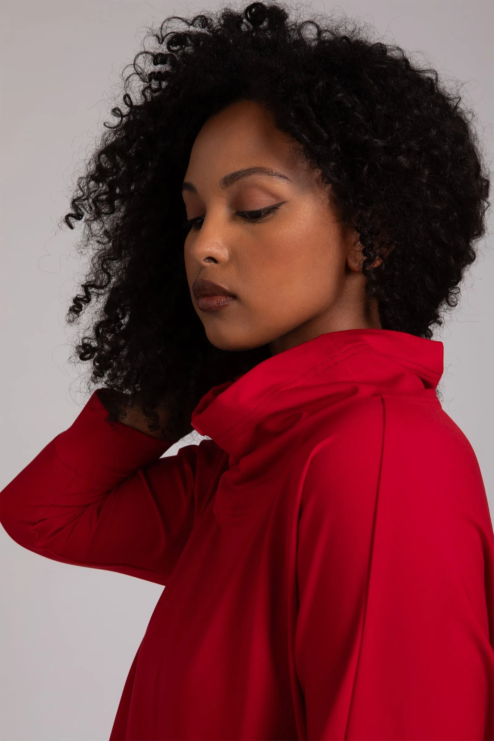 Fleece Back Jersey Funnel Neck Pullover with Kangaroo Pocket