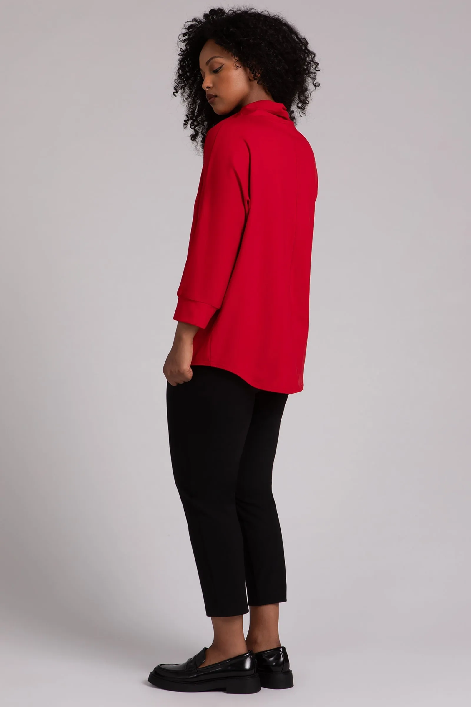 Fleece Back Jersey Funnel Neck Pullover with Kangaroo Pocket