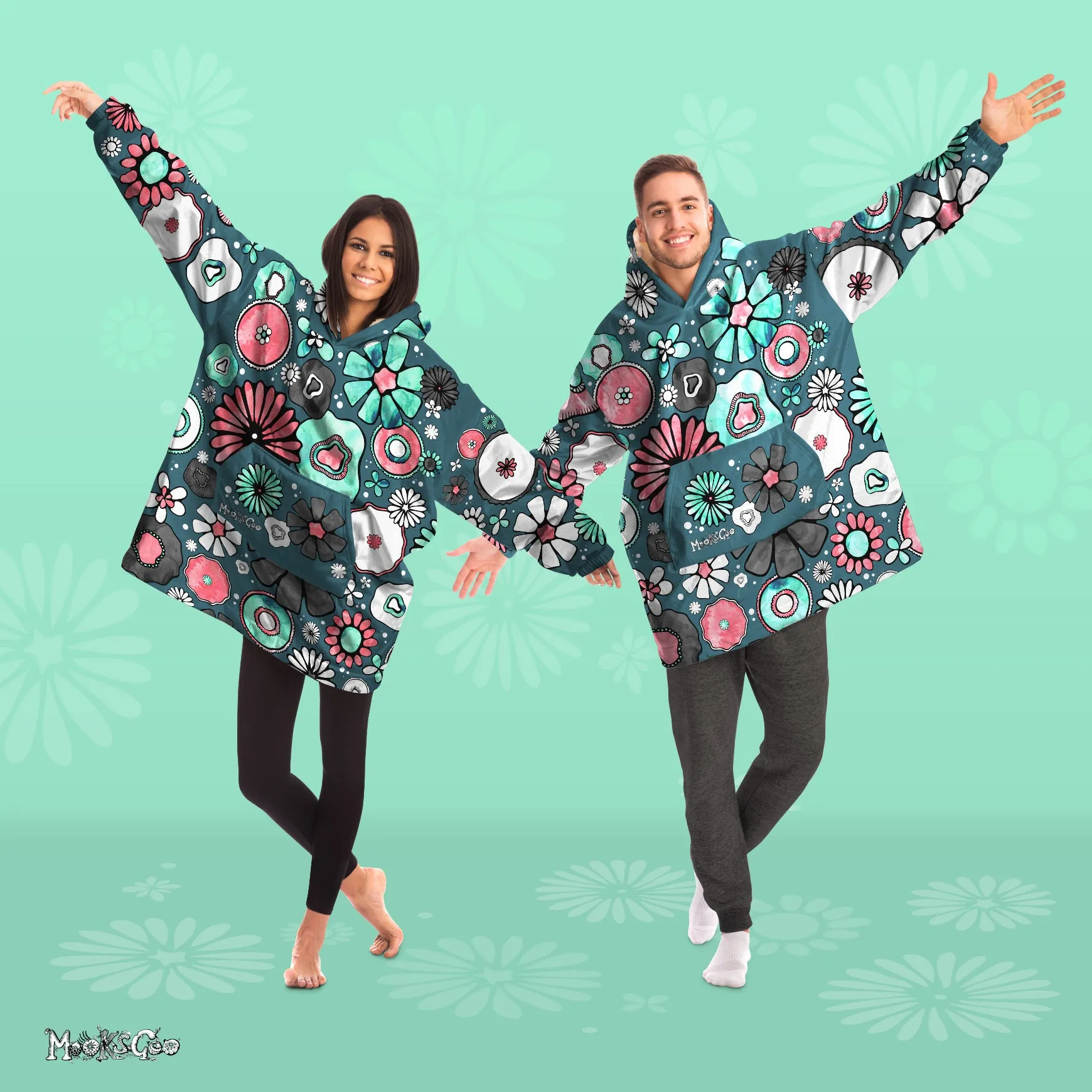 Flower Power Oversized Snug Thick Blanket Hoodie