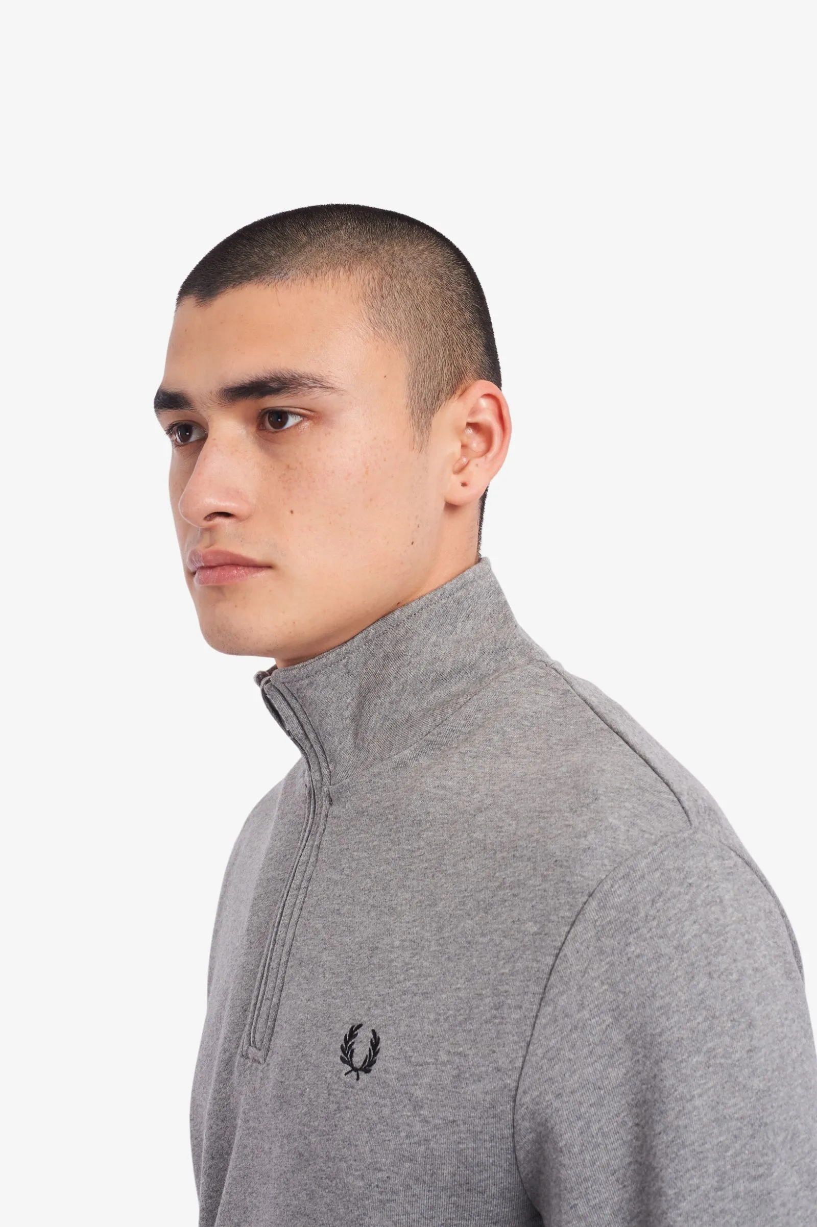 Fred Perry M1708 Half Zip Sweatshirt Steel Marl
