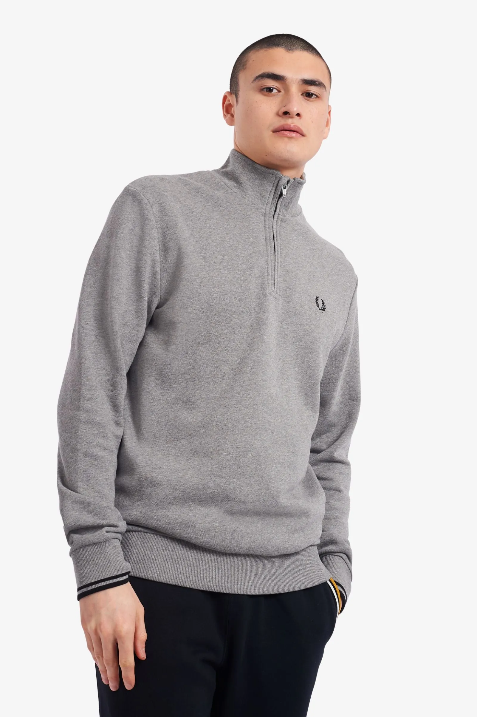 Fred Perry M1708 Half Zip Sweatshirt Steel Marl