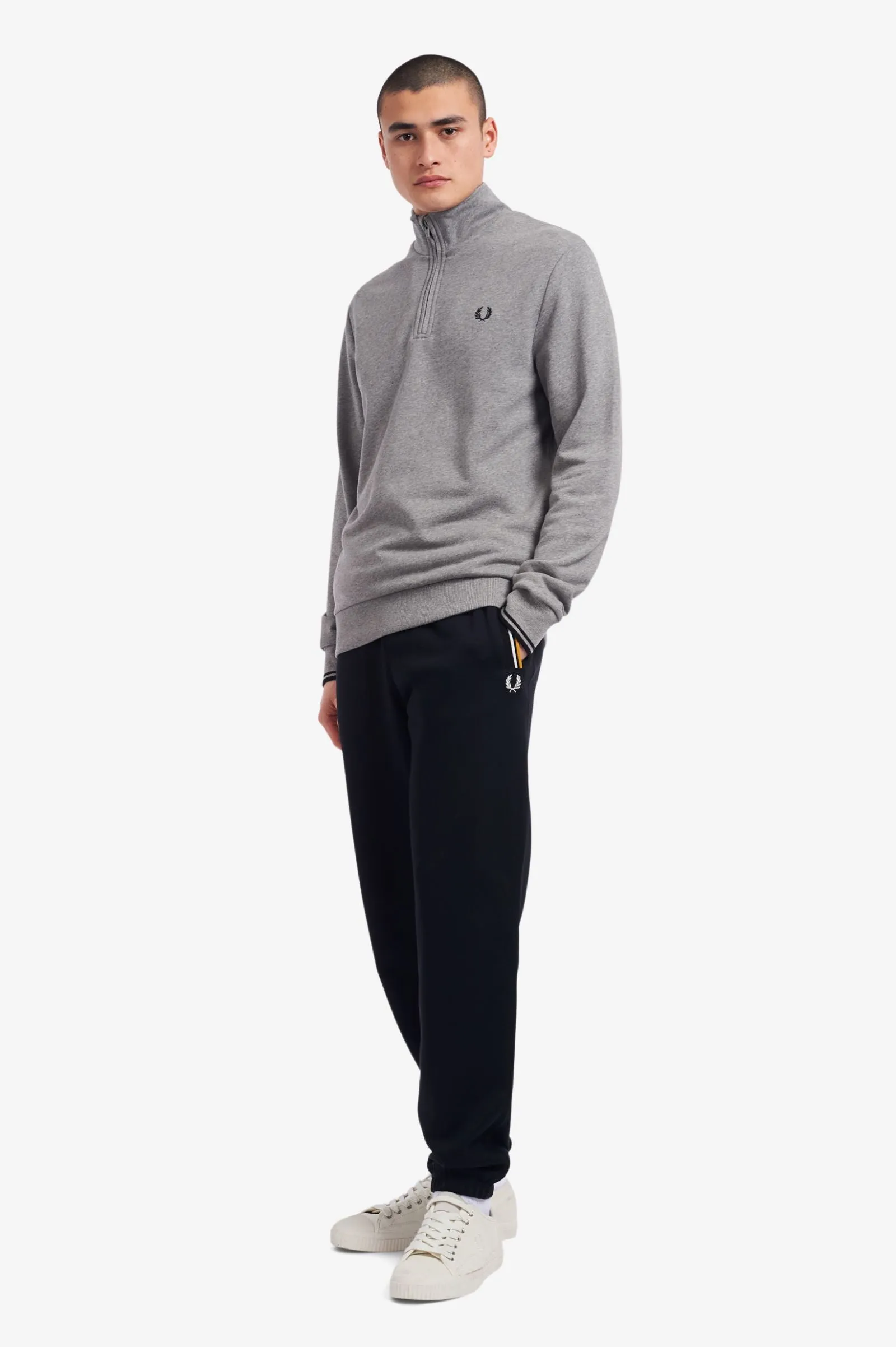 Fred Perry M1708 Half Zip Sweatshirt Steel Marl