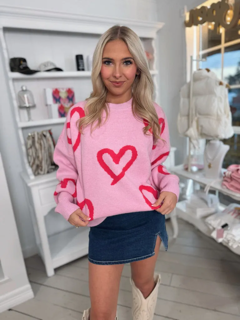 Fuchsia Heart Sweater