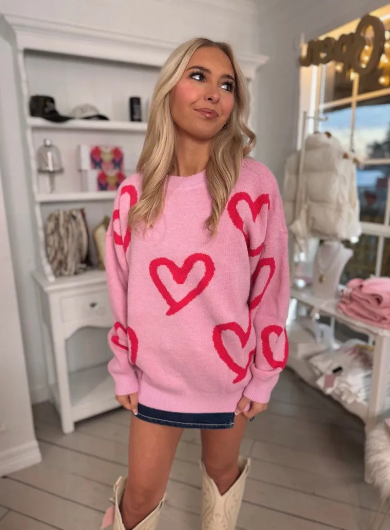 Fuchsia Heart Sweater