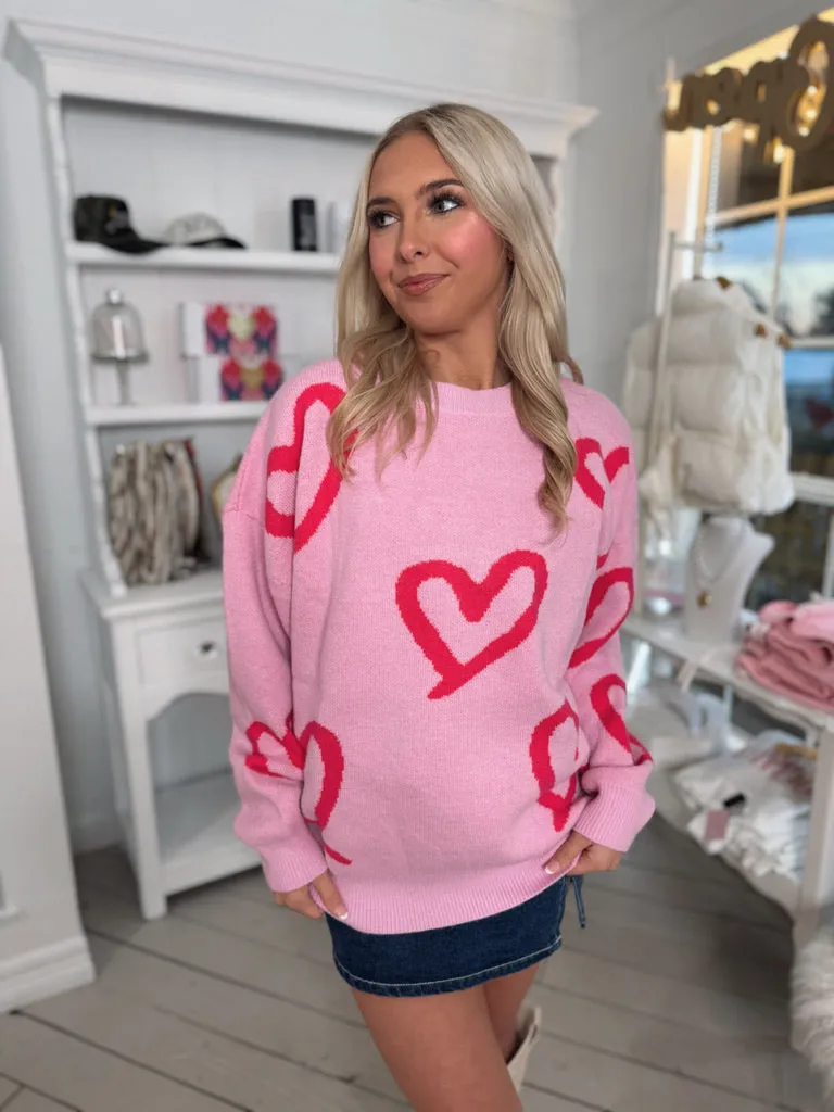 Fuchsia Heart Sweater