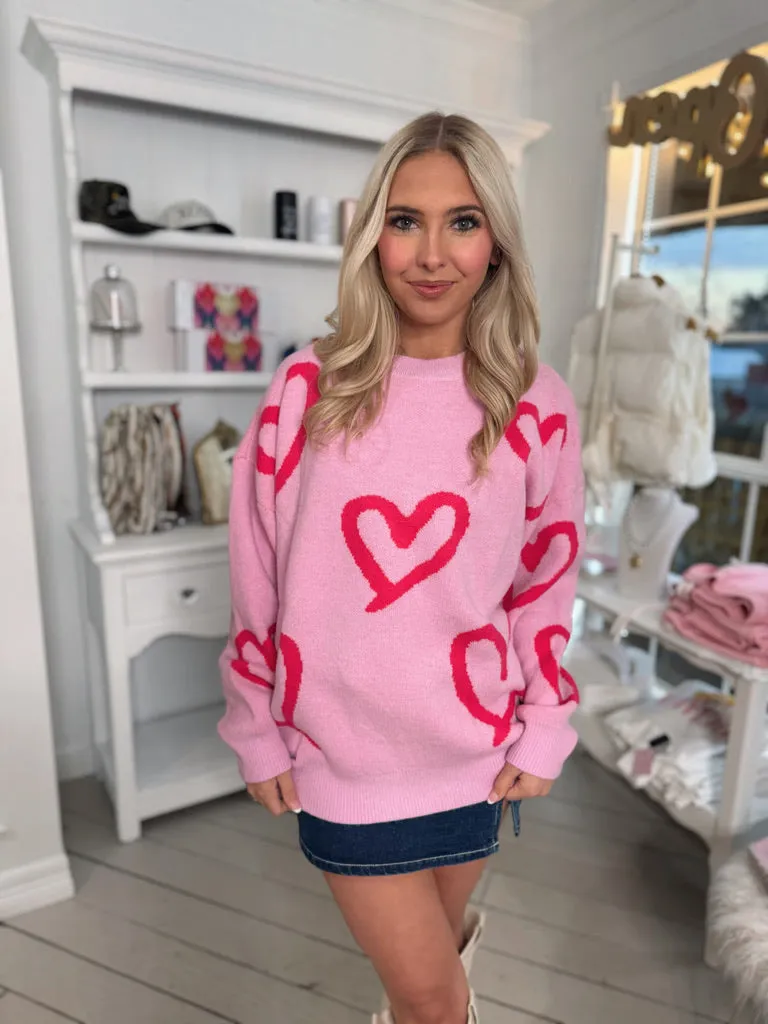 Fuchsia Heart Sweater