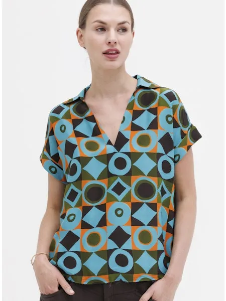 Go Silk Go Polo Redux in OP Art Geo