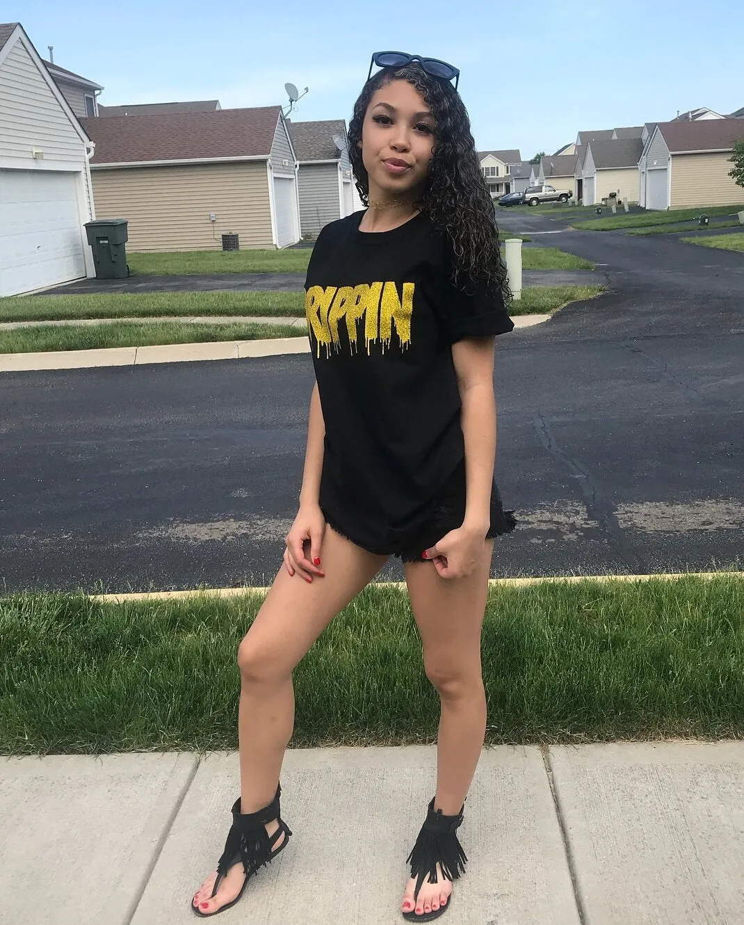 Gold Glitter Drippin | Black Tee