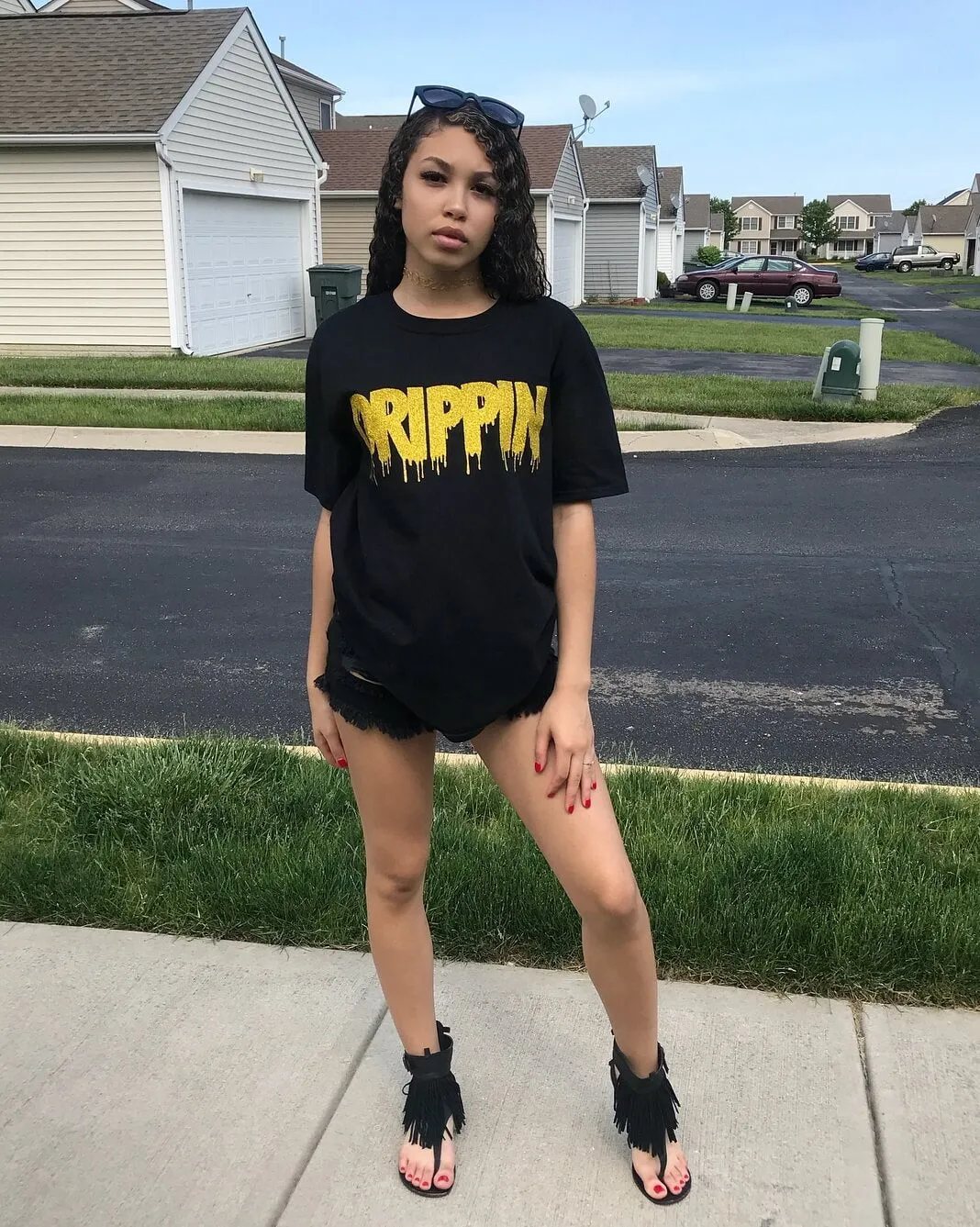 Gold Glitter Drippin | Black Tee