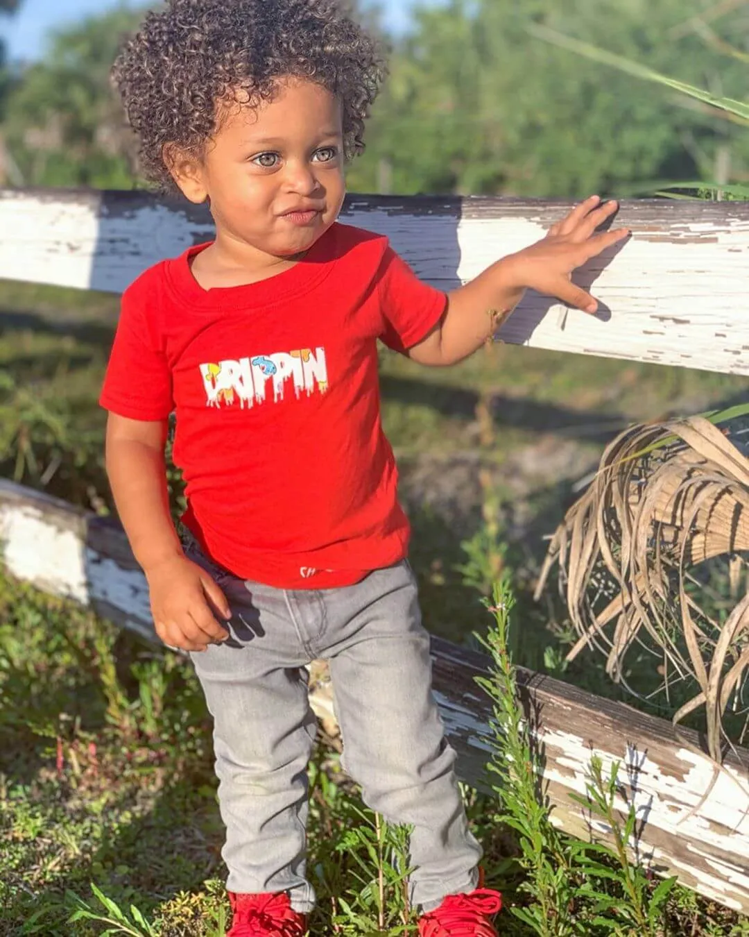 Goldfish White Drippin (Small) | Kids Red Tee