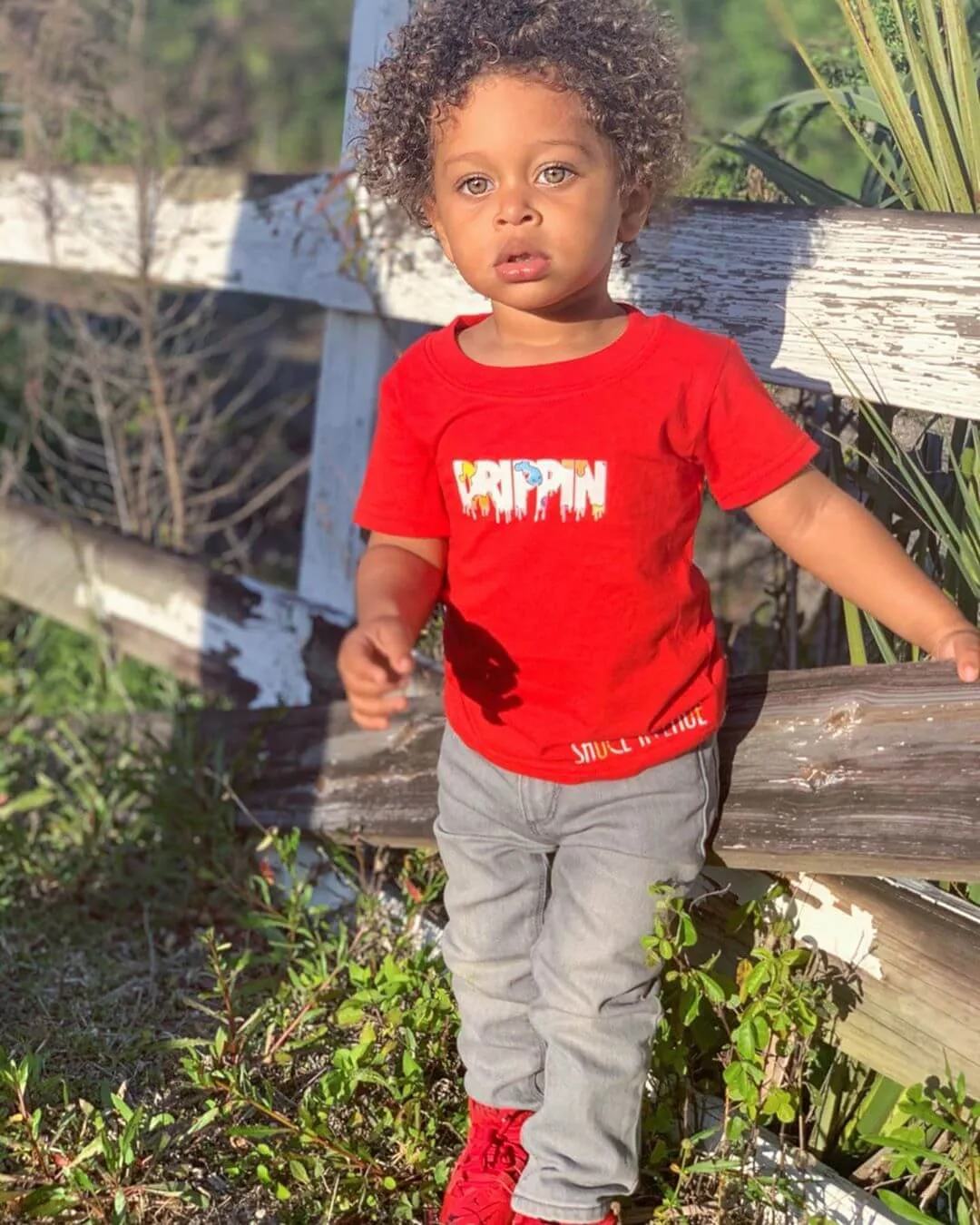 Goldfish White Drippin (Small) | Kids Red Tee