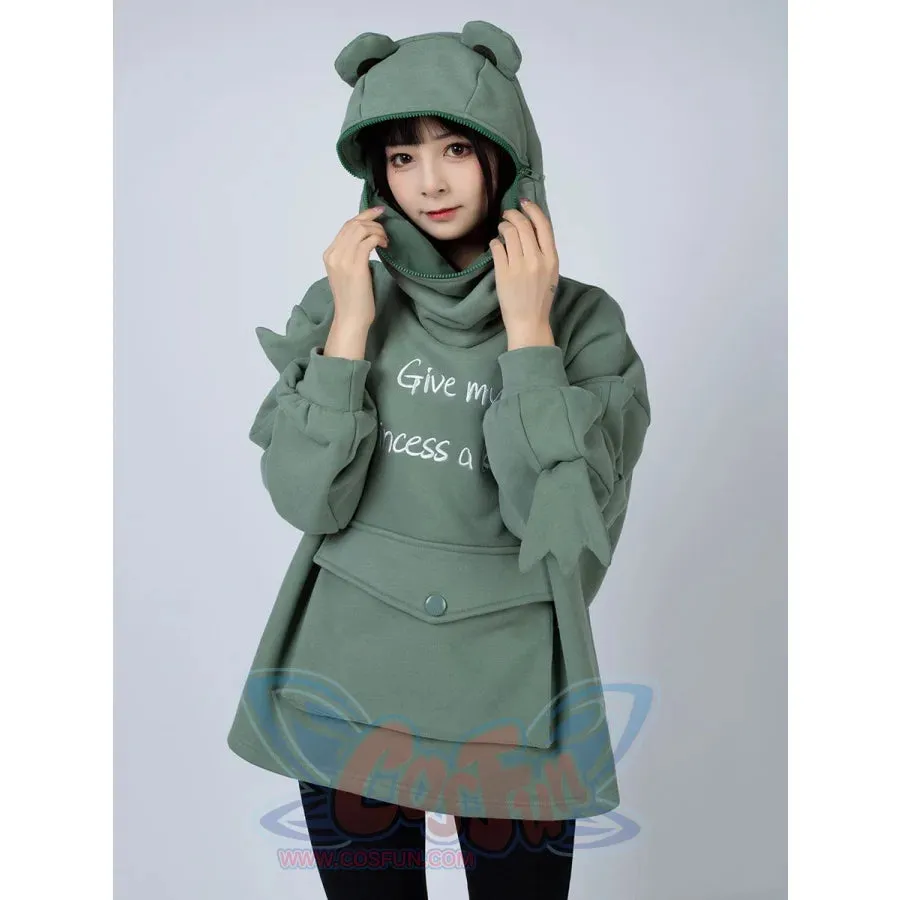 Green Froggy Give My Princess Oversized Full Zip Hoodie Coat C00064