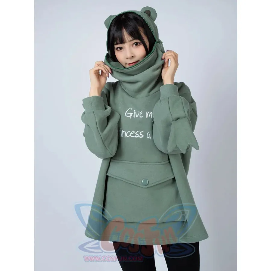 Green Froggy Give My Princess Oversized Full Zip Hoodie Coat C00064