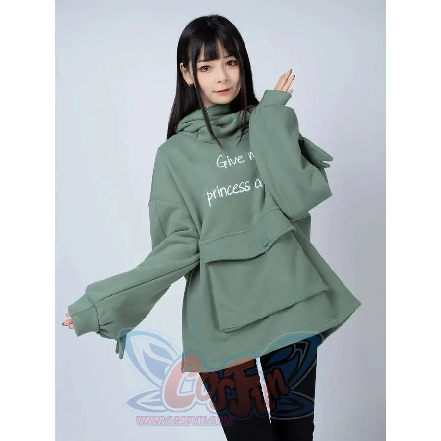 Green Froggy Give My Princess Oversized Full Zip Hoodie Coat C00064