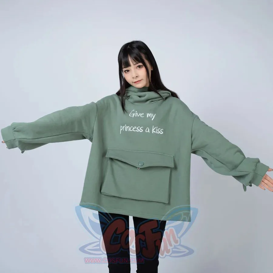 Green Froggy Give My Princess Oversized Full Zip Hoodie Coat C00064