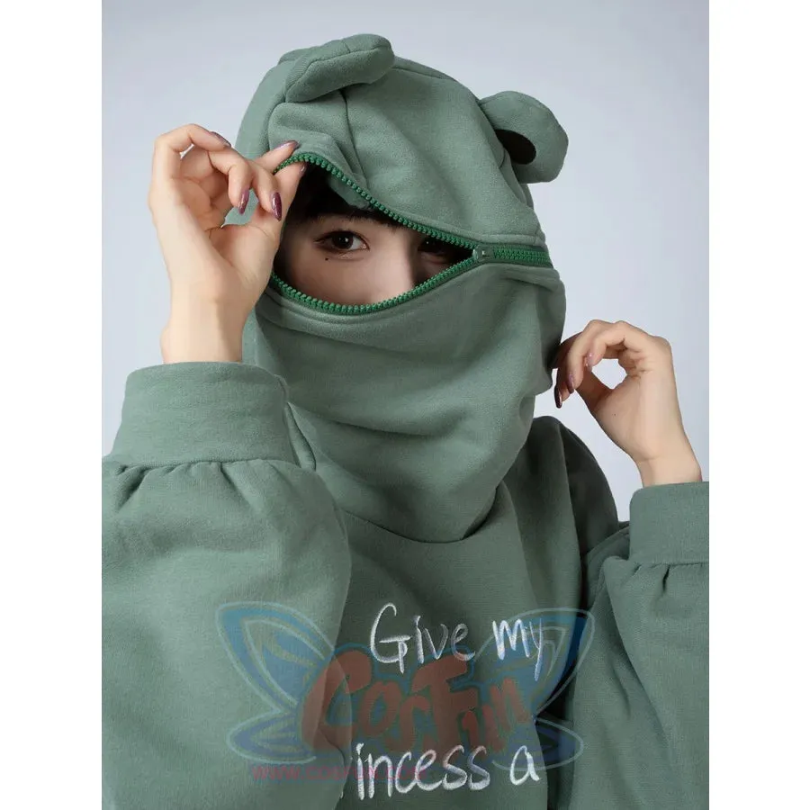 Green Froggy Give My Princess Oversized Full Zip Hoodie Coat C00064