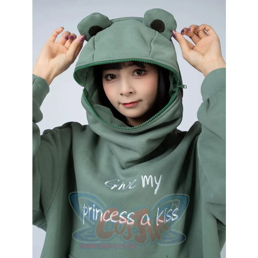 Green Froggy Give My Princess Oversized Full Zip Hoodie Coat C00064
