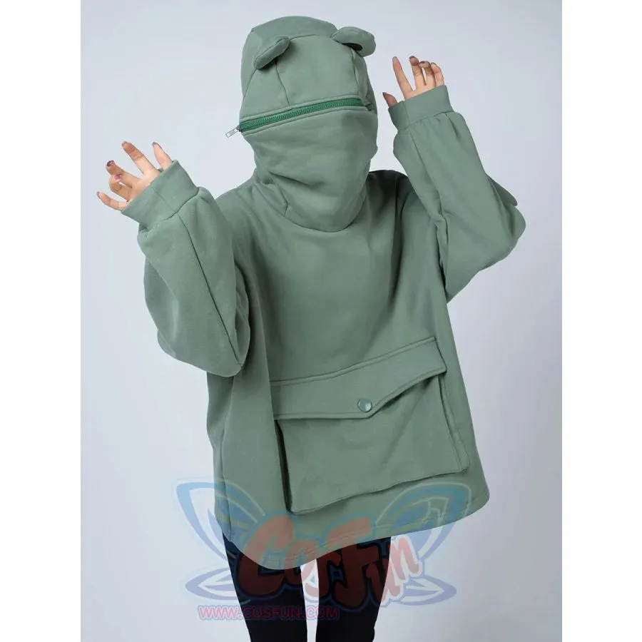 Green Froggy Give My Princess Oversized Full Zip Hoodie Coat C00064