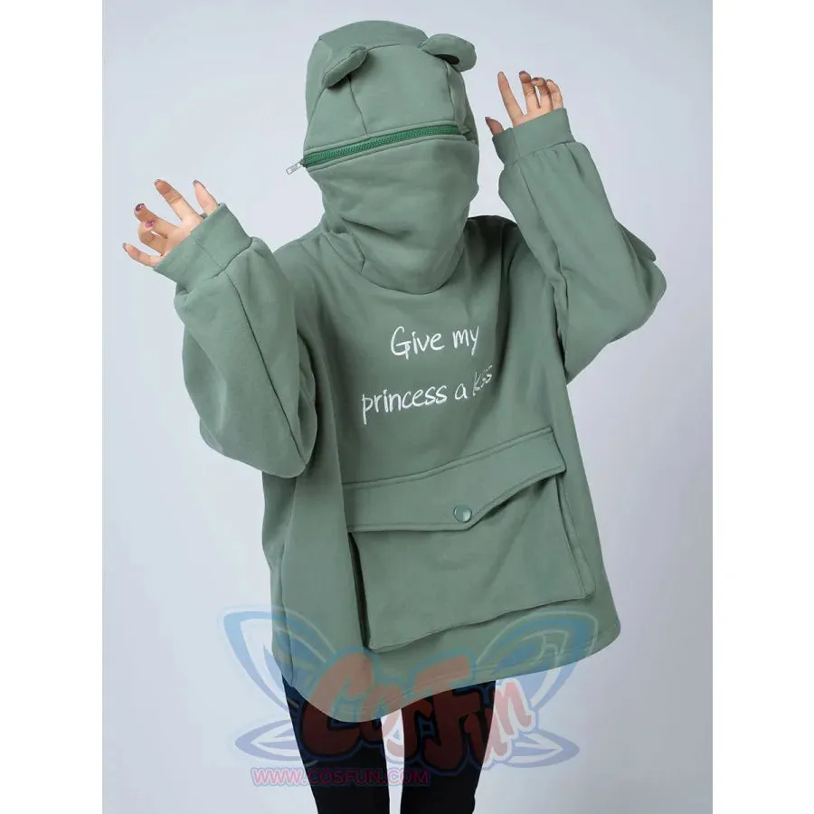 Green Froggy Give My Princess Oversized Full Zip Hoodie Coat C00064